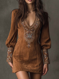 Urelia™ | Purple Embroidered Mini Dress