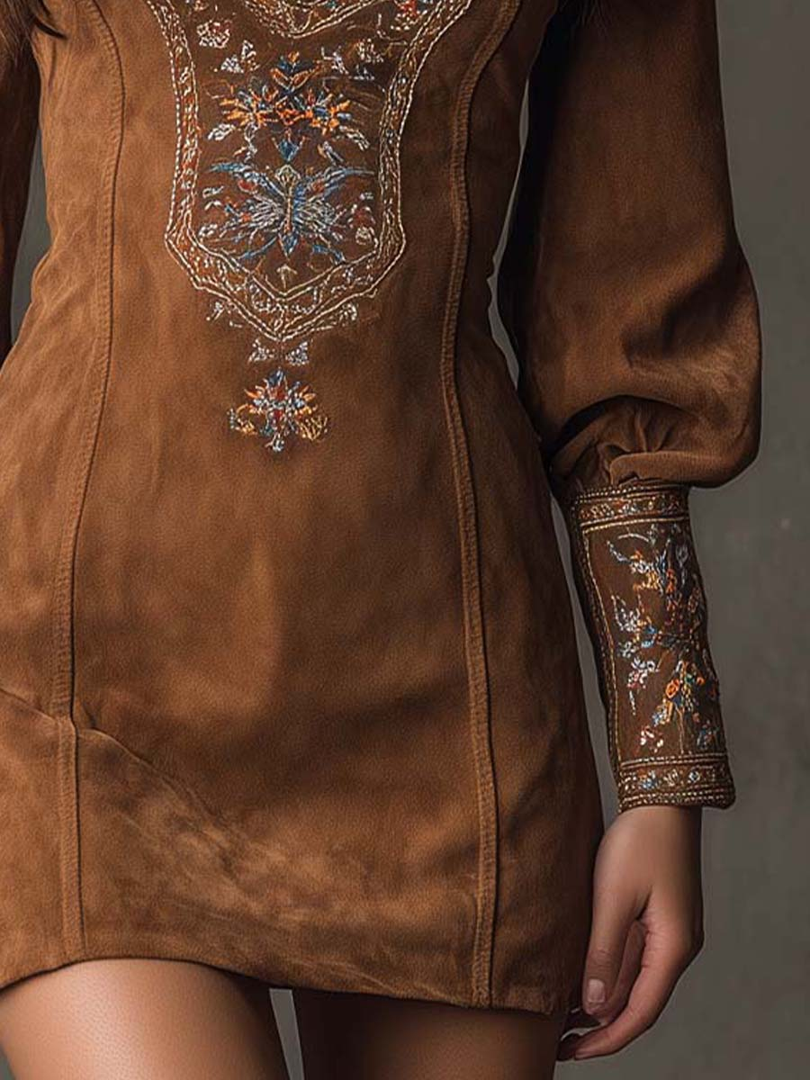 Urelia™ | Purple Embroidered Mini Dress