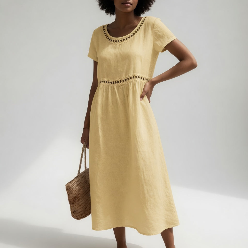 Ruby™ | Embroidered V-Neck Midi Dress