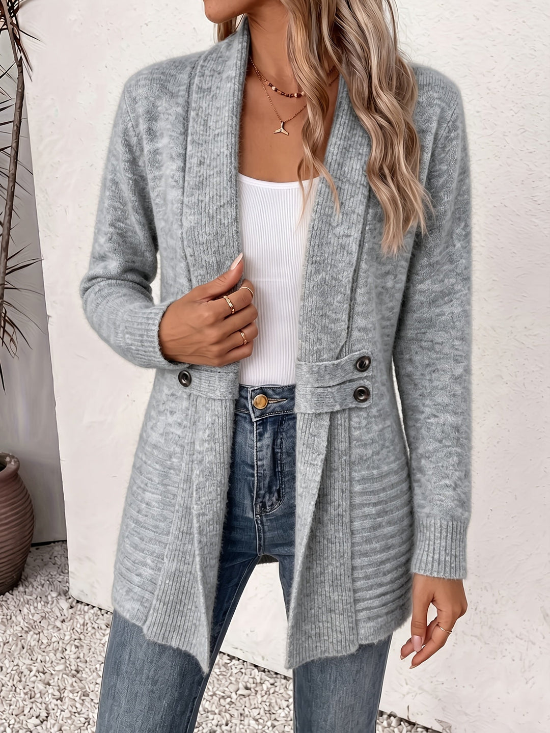 Vivian™ | Open Front Fitted Waist Cardigan
