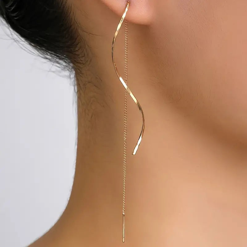Amara™ | Wave Long Drop Earrings