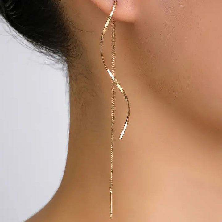 Amara™ | Wave Long Drop Earrings