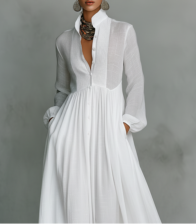 Nerina™ | Flowing Button-Front Maxi Dress
