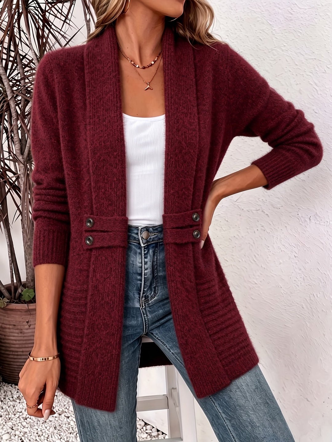 Vivian™ | Open Front Fitted Waist Cardigan