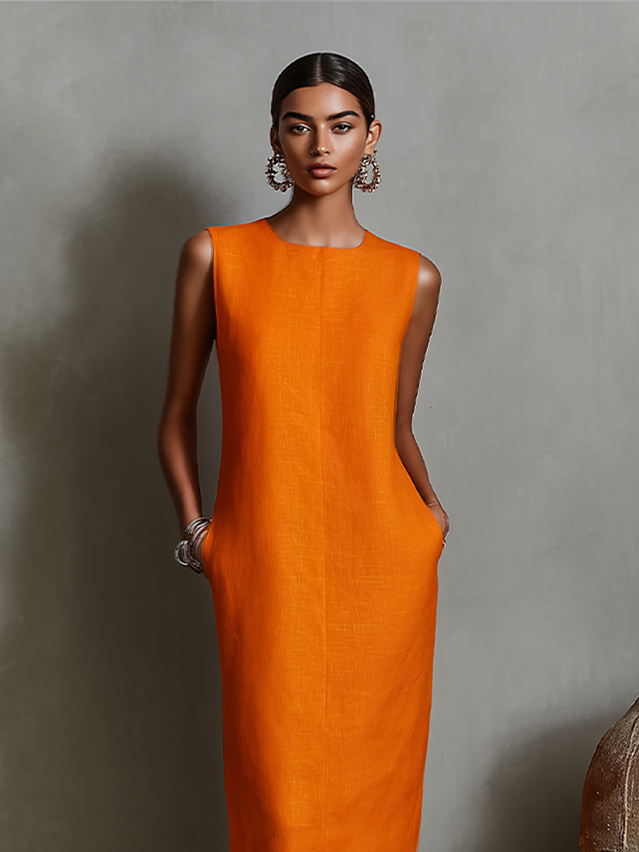 Tavia™ | Sleeveless Midi Dress With Pockets