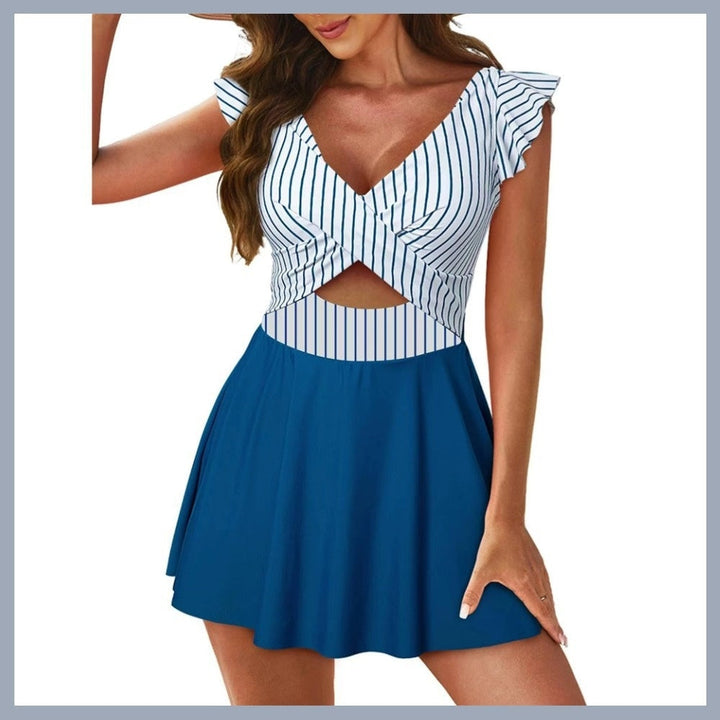 Rosemary™ | Striped Ruffle One-Piece Swimsuit