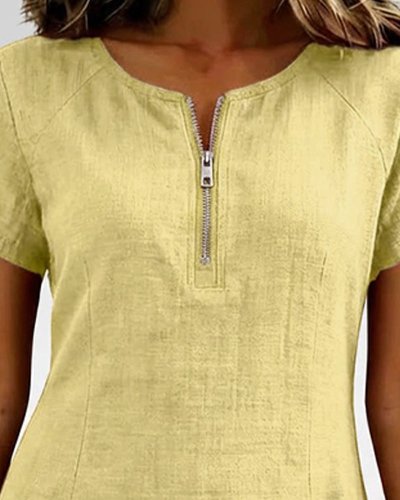 Zylia™ | Zip Pocket Casual A-Line Dress