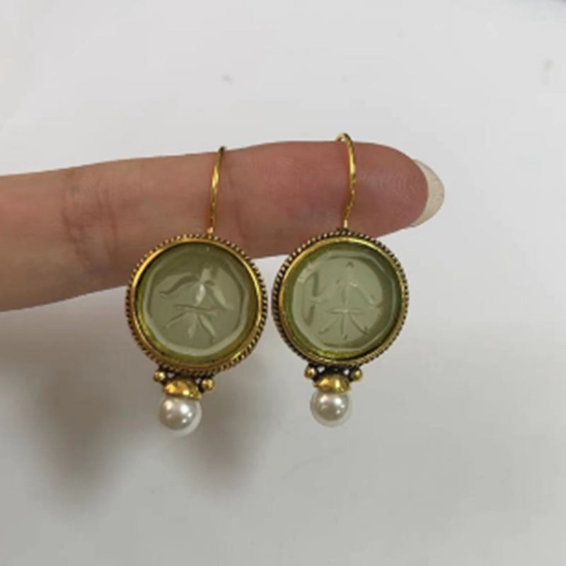 Aisha™ | Vintage Round Stone Earrings