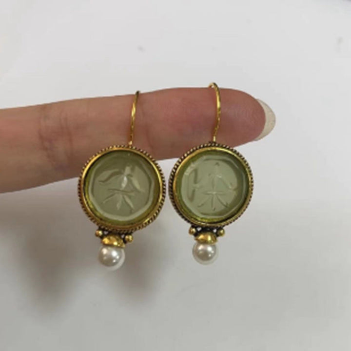 Aisha™ | Vintage Round Stone Earrings
