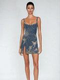 Quinara™ | Midnight Blue Beaded Mini Dress