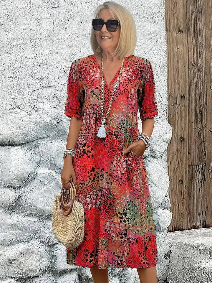 Caroline™ | Lightweight V-Neck Midi Dress
