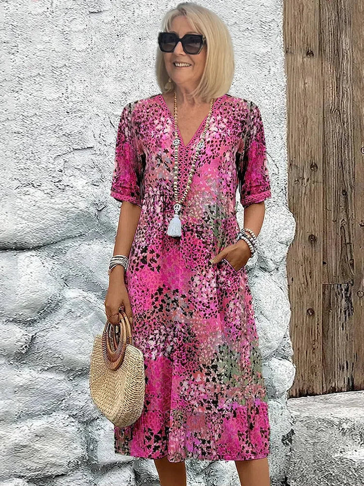 Caroline™ | Lightweight V-Neck Midi Dress