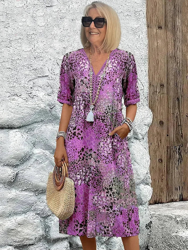 Caroline™ | Lightweight V-Neck Midi Dress