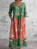 Fiorenna™ | Vintage Floral V-Neck Maxi Dress