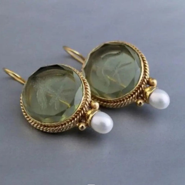 Aisha™ | Vintage Round Stone Earrings