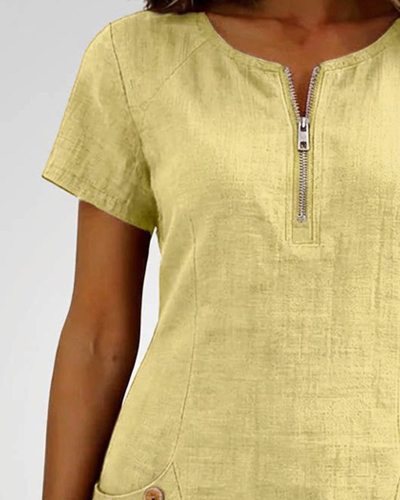 Zylia™ | Zip Pocket Casual A-Line Dress