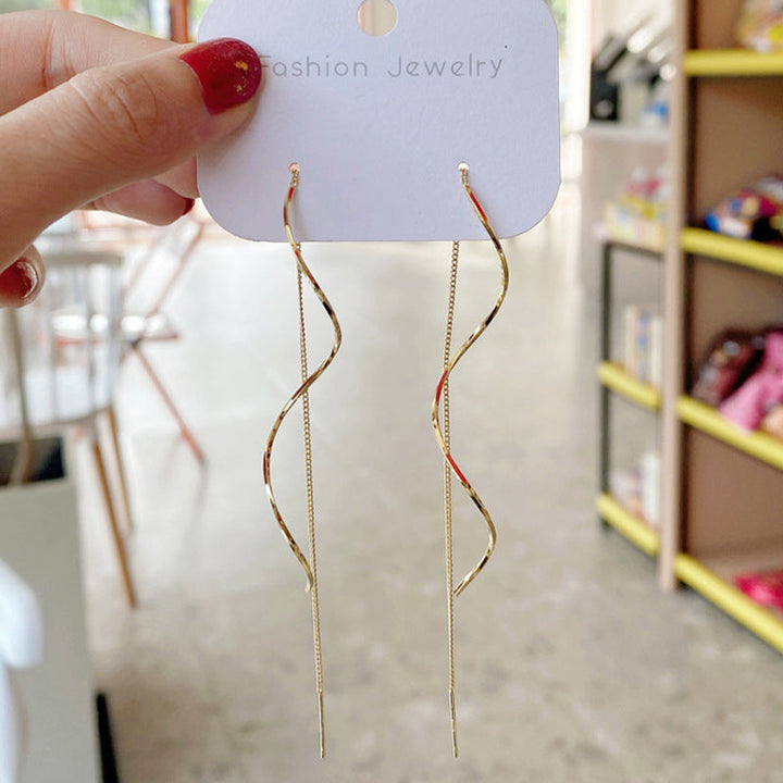 Amara™ | Wave Long Drop Earrings