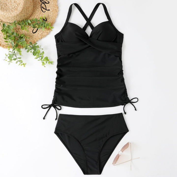 Sofia™ | Elegant Ruched Tummy Control Two-Piece Tankini Swimsuit