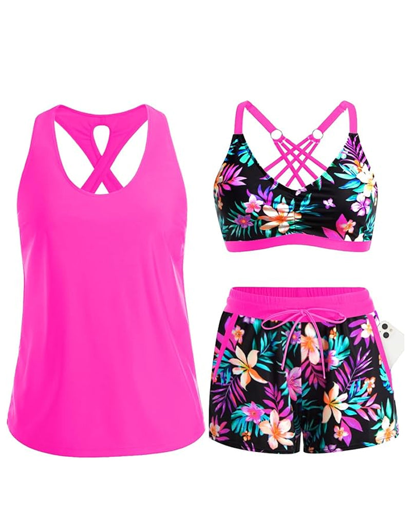 Wynter™ | 3-Piece Raglan Bikini Set With Cover-Up