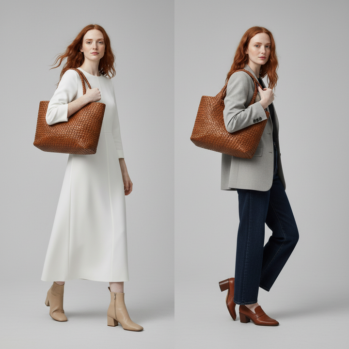 Erica - Handwoven Leather Tote Bag