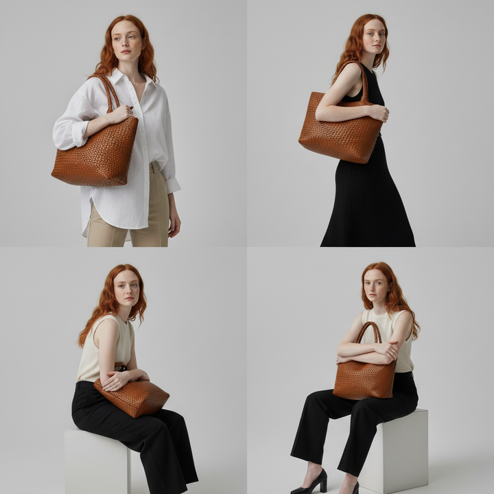 Erica - Handwoven Leather Tote Bag