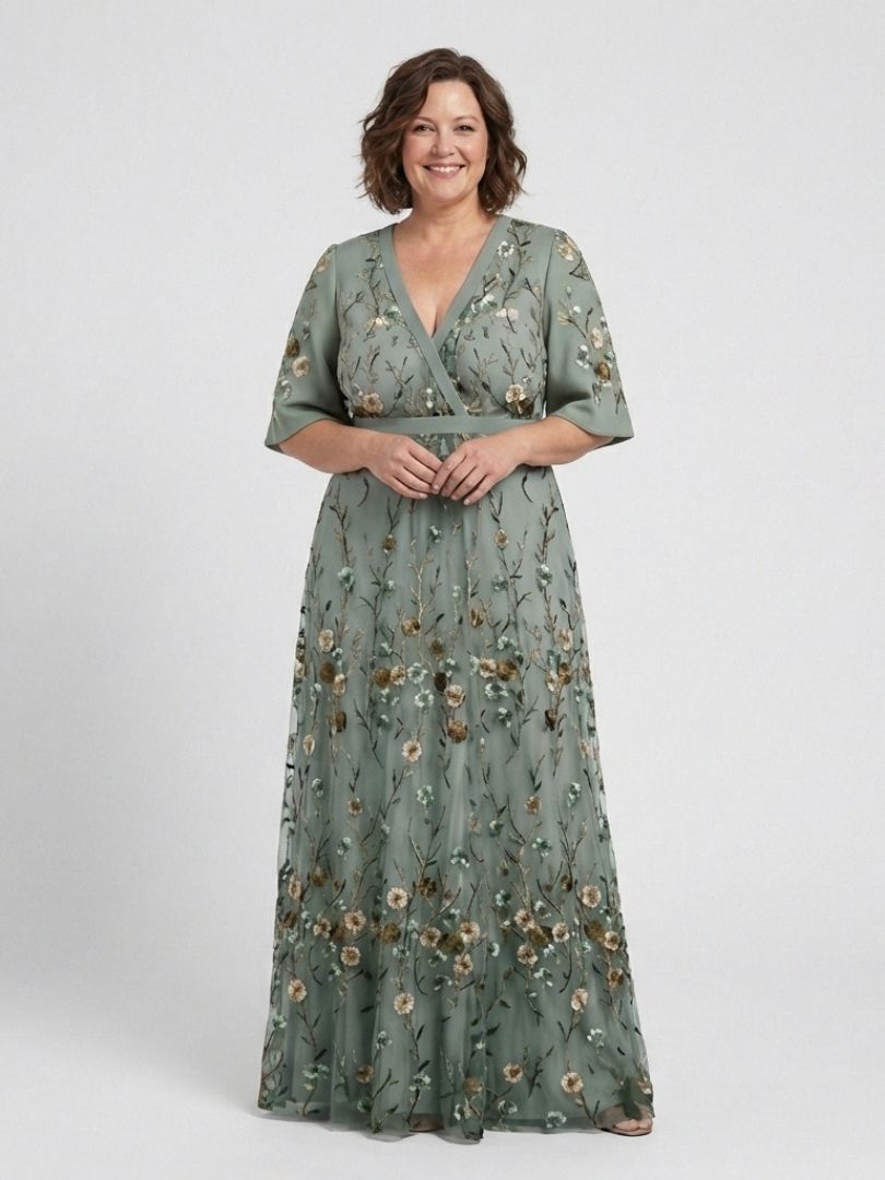 Dahlia™ | Floral V-Neck Short Sleeve Maxi Dress