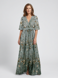 Dahlia™ | Floral V-Neck Short Sleeve Maxi Dress