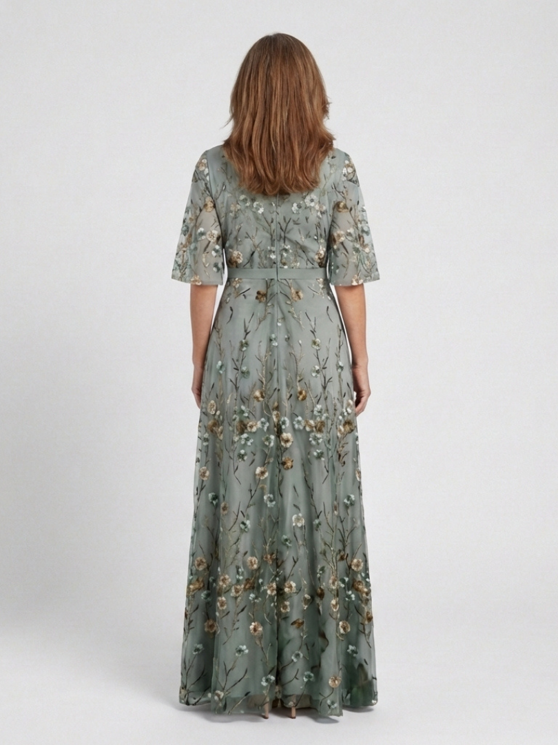 Dahlia™ | Floral V-Neck Short Sleeve Maxi Dress