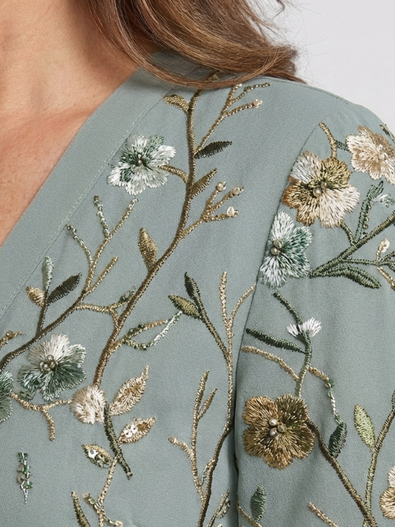 Dahlia™ | Floral V-Neck Short Sleeve Maxi Dress
