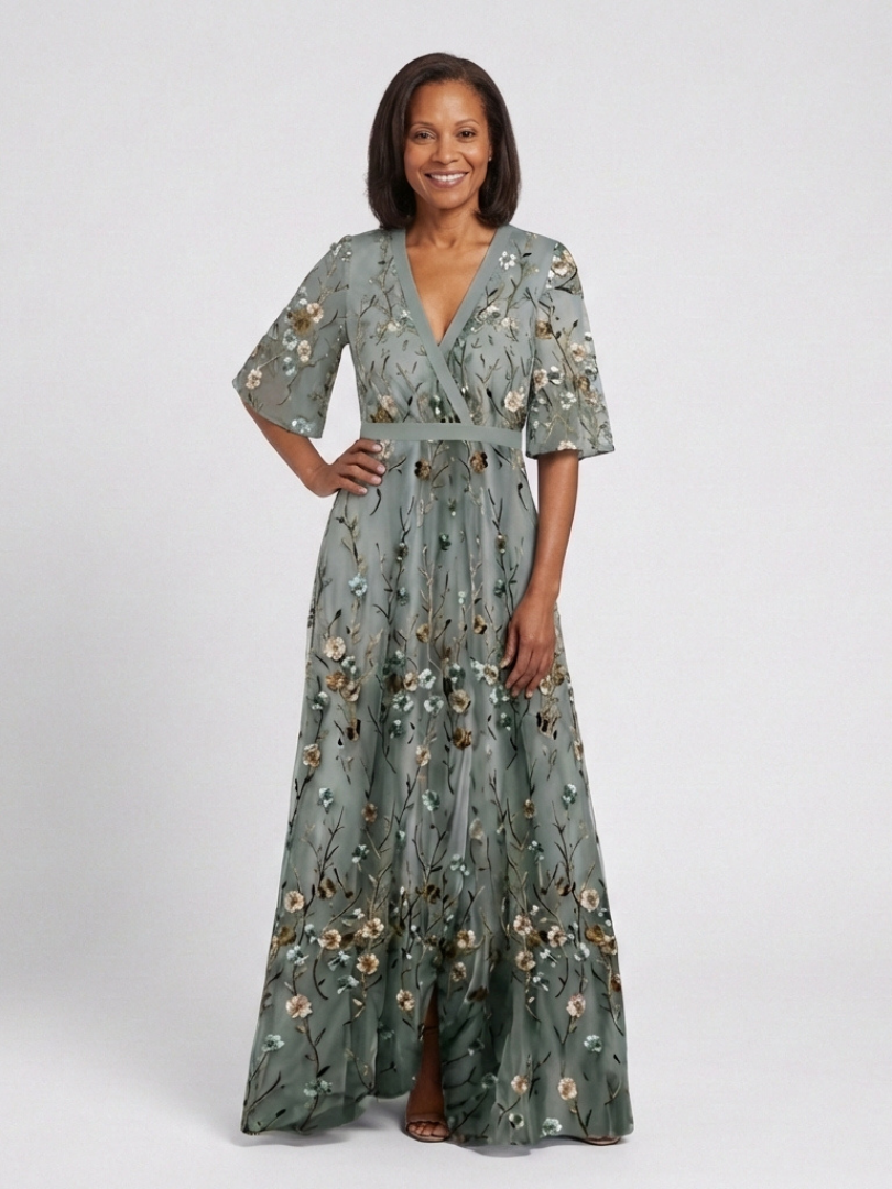 Dahlia™ | Floral V-Neck Short Sleeve Maxi Dress