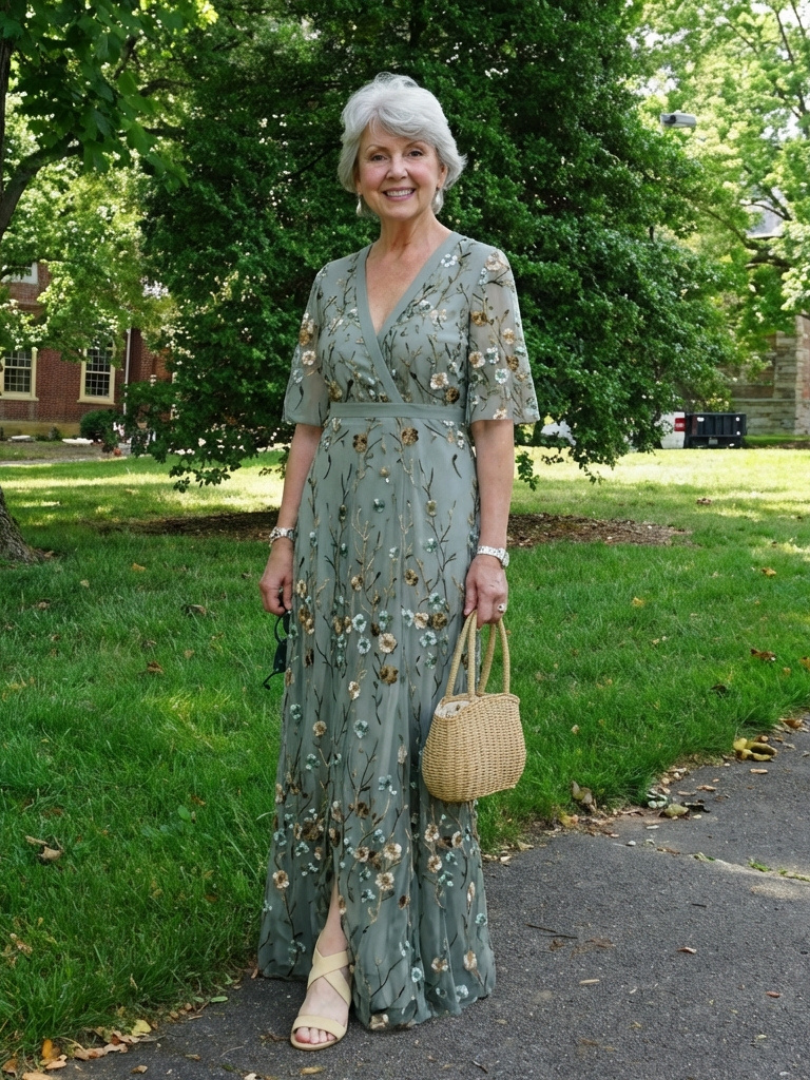 Dahlia™ | Floral V-Neck Short Sleeve Maxi Dress
