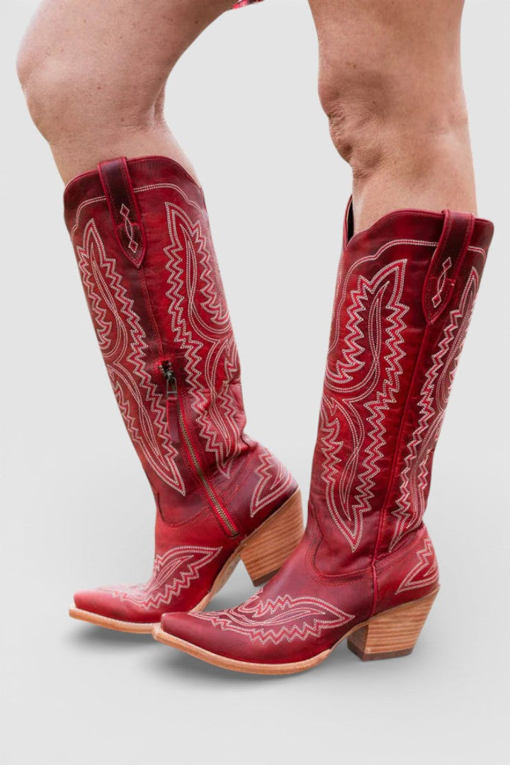 Kayla™ | Western Embroidered Pointed Toe Booties