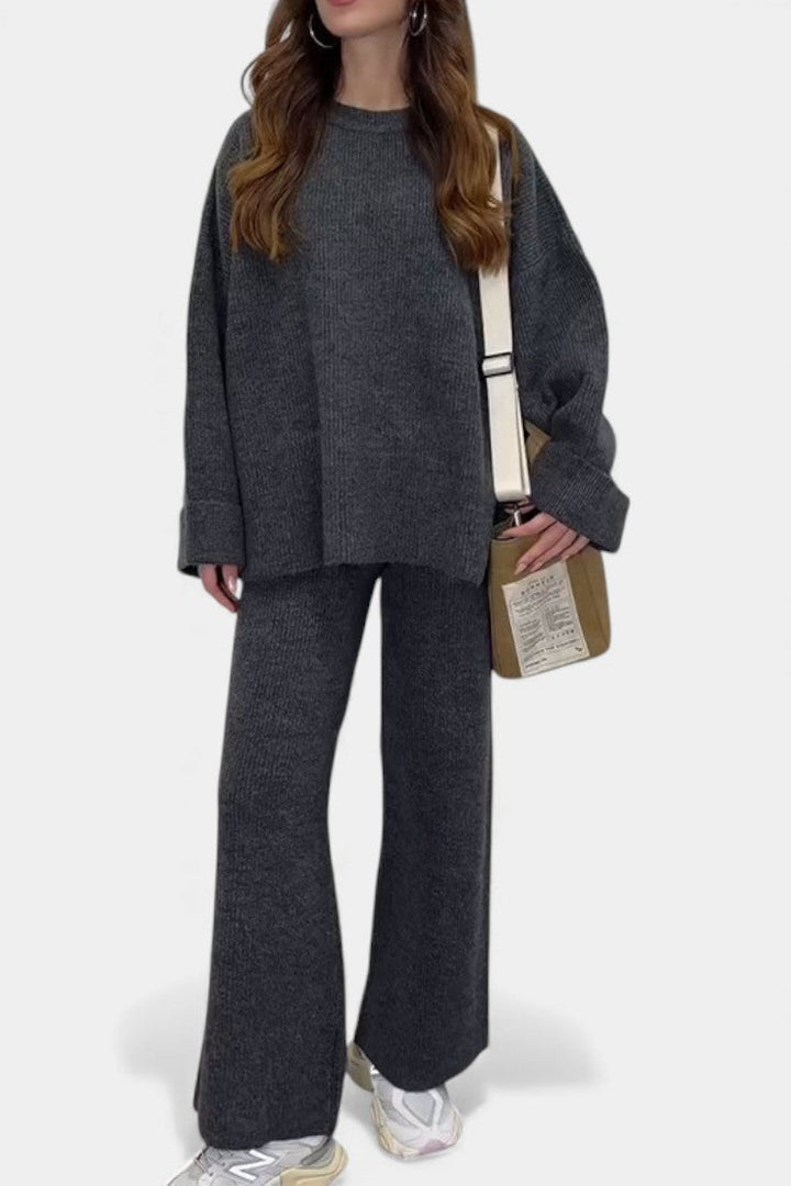 Ivy™ | Relaxed Fit Round Neck Top And Wide-Leg Pants Set