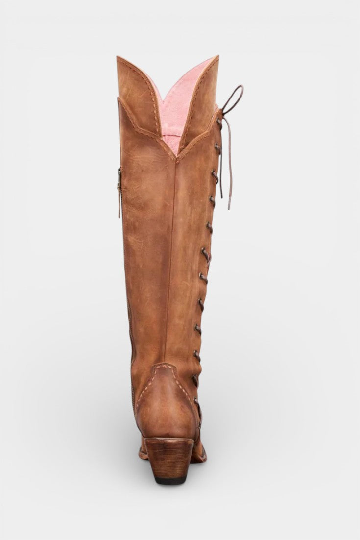 Eloise™ | Vintage Western Embroidered Lace-Up Boots