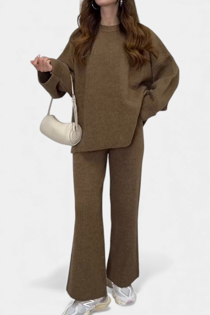 Ivy™ | Relaxed Fit Round Neck Top And Wide-Leg Pants Set