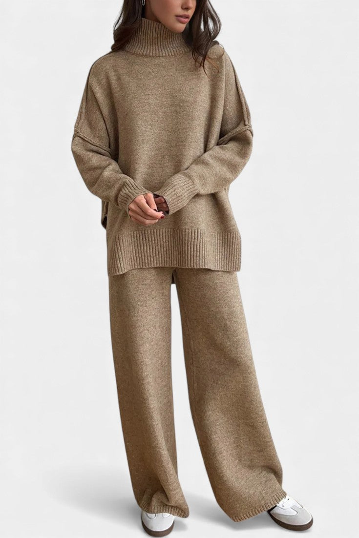 Alyson™ | Turtleneck Wide-Leg Two-Piece Knit Set