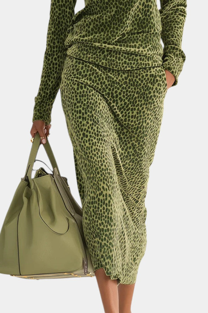 Madeline™ | Retro Leopard Print High Collar Two-Piece Set