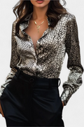 Claire™ | Oversized Snake Print Button-Detail Blouse