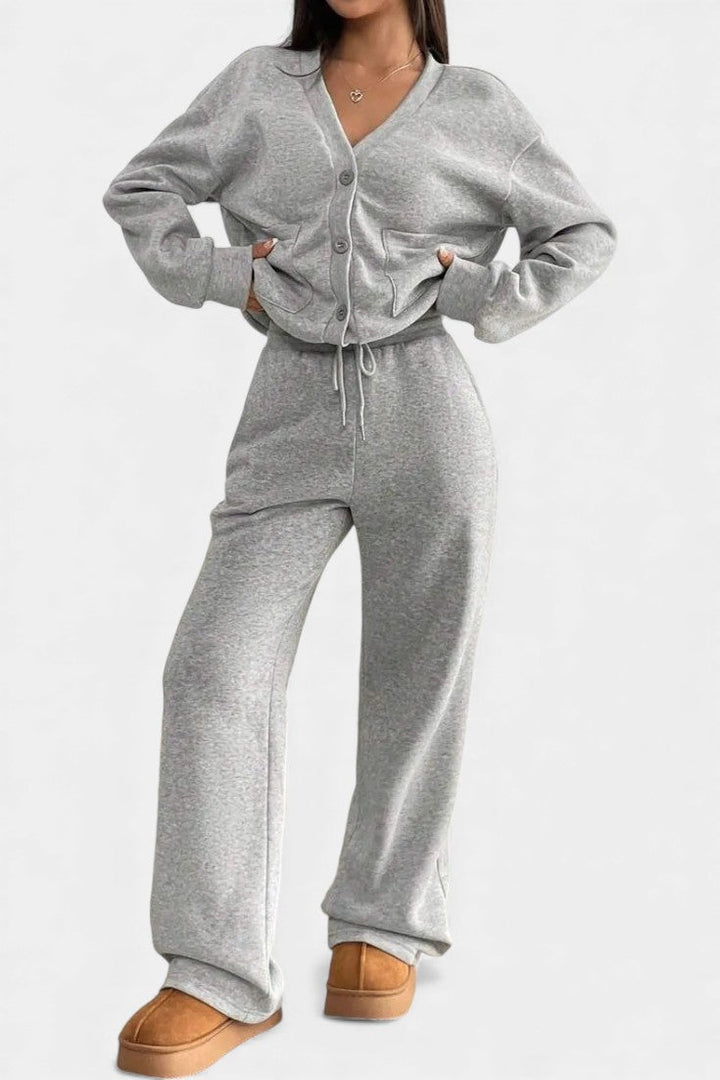 Faith™ | Cozy Two-Piece Cardigan Jacket And Wide-Leg Pants Set