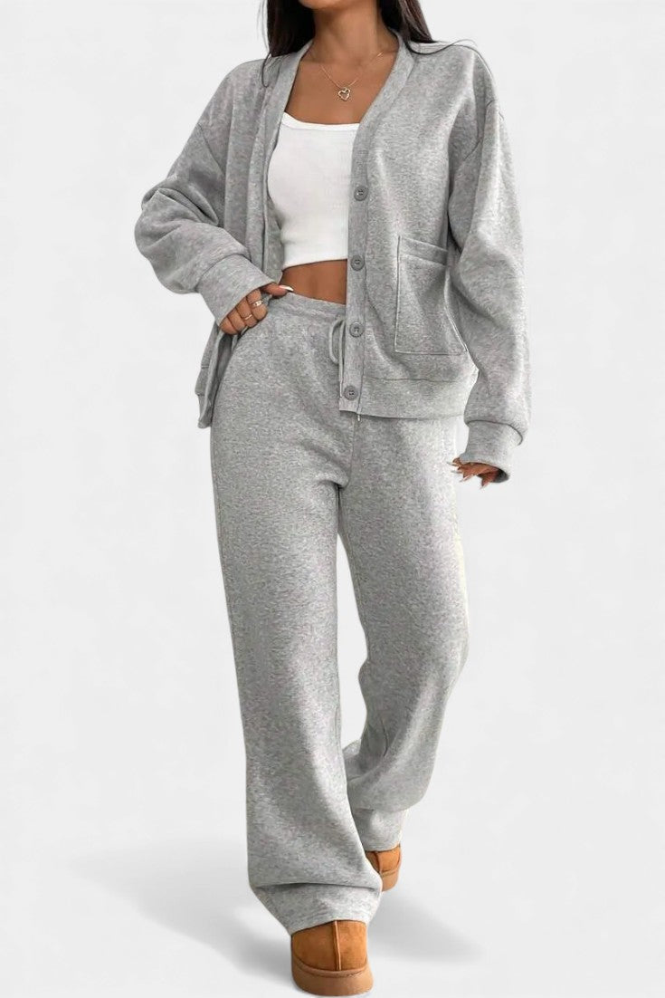 Faith™ | Cozy Two-Piece Cardigan Jacket And Wide-Leg Pants Set