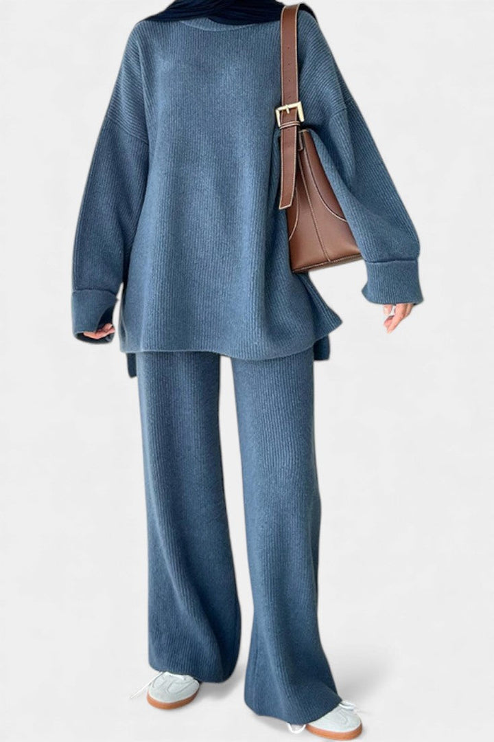 Ivy™ | Relaxed Fit Round Neck Top And Wide-Leg Pants Set