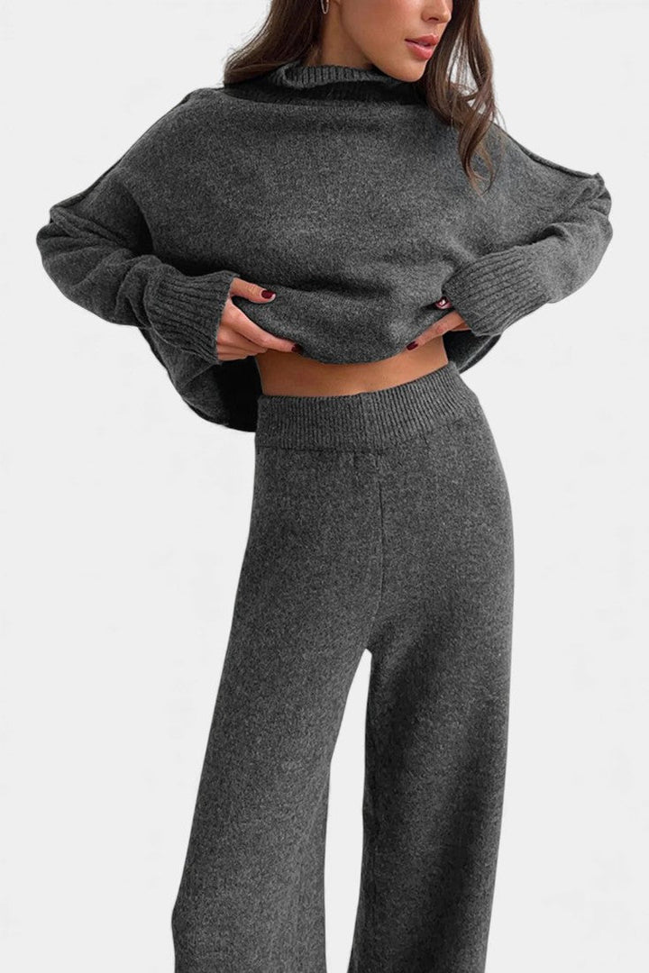 Alyson™ | Turtleneck Wide-Leg Two-Piece Knit Set