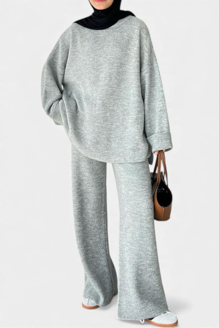 Ivy™ | Relaxed Fit Round Neck Top And Wide-Leg Pants Set