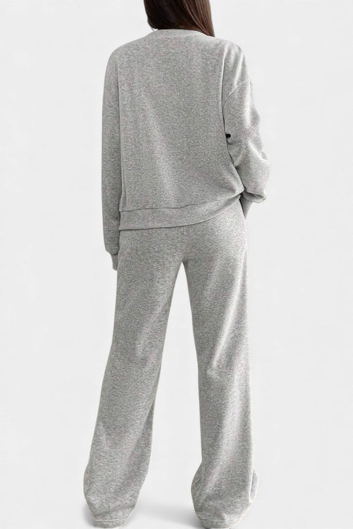 Faith™ | Cozy Two-Piece Cardigan Jacket And Wide-Leg Pants Set