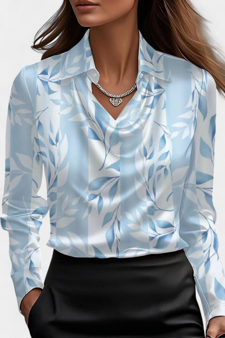 Leah™ | Cascade Neckline Draped Blouse