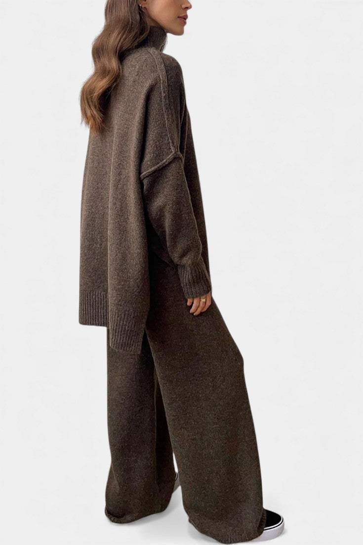 Alyson™ | Turtleneck Wide-Leg Two-Piece Knit Set