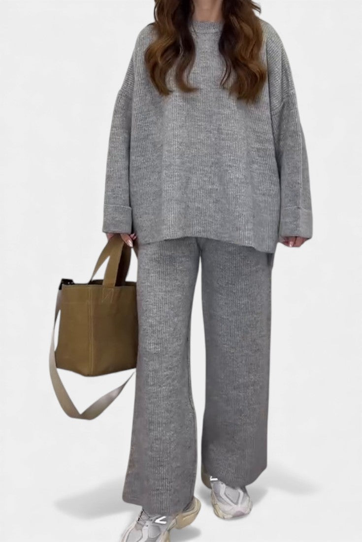 Ivy™ | Relaxed Fit Round Neck Top And Wide-Leg Pants Set