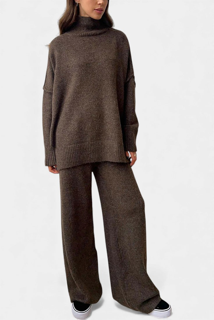 Alyson™ | Turtleneck Wide-Leg Two-Piece Knit Set