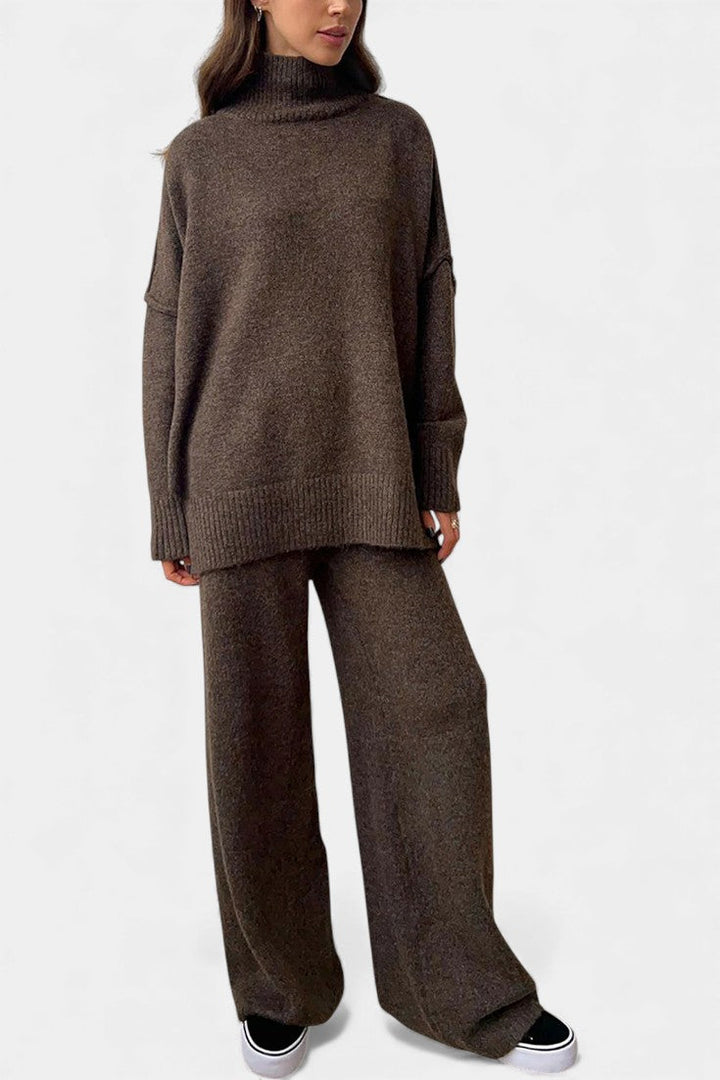 Alyson™ | Turtleneck Wide-Leg Two-Piece Knit Set