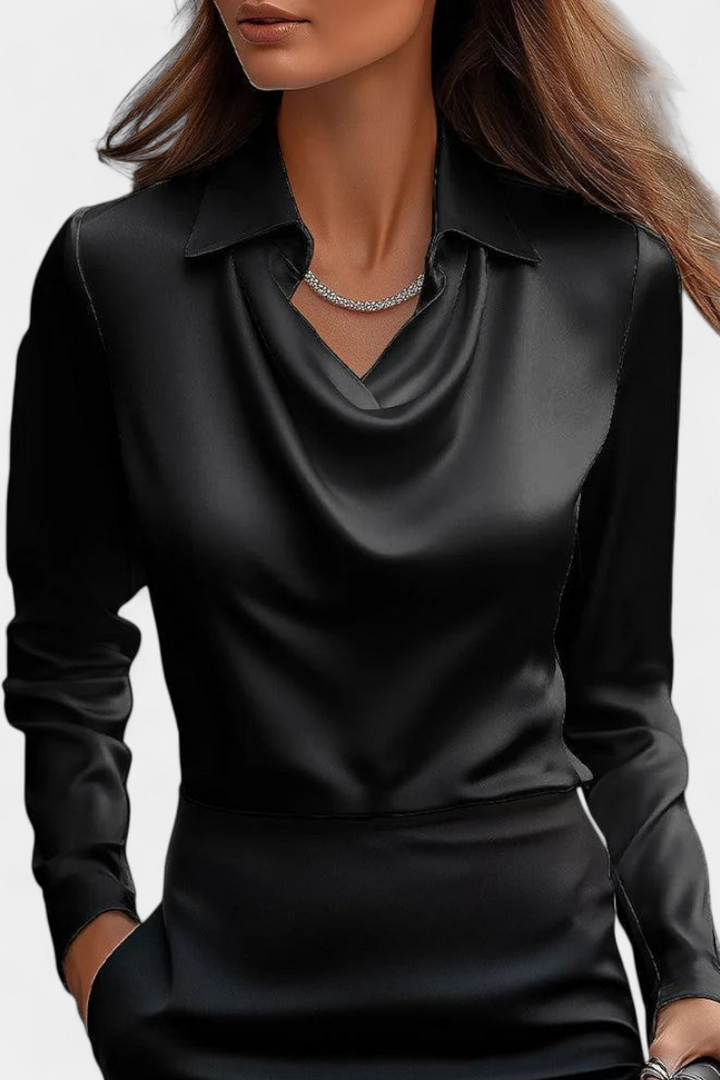 Leah™ | Cascade Neckline Draped Blouse